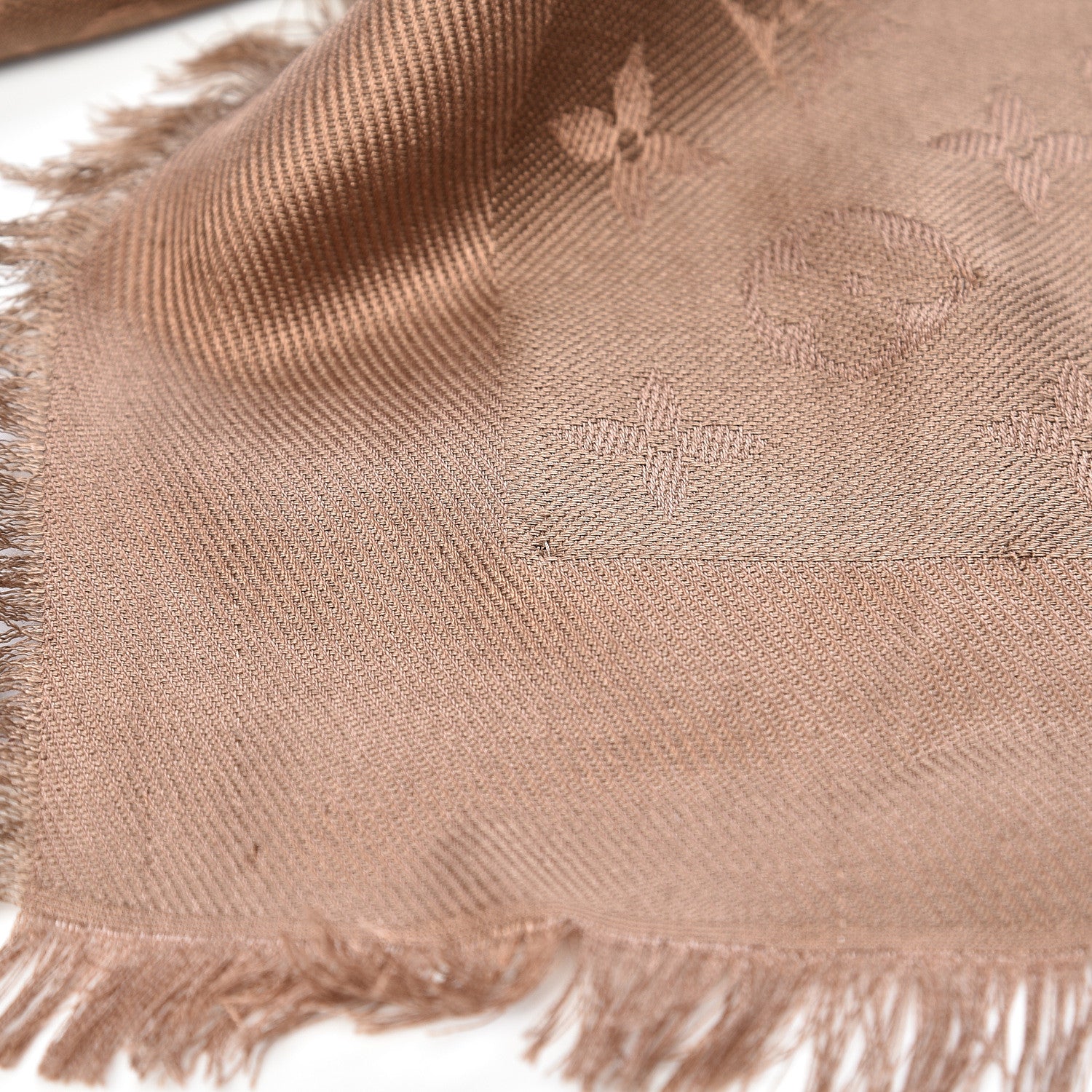 Louis Vuitton Silk Wool Monogram Shawl Cappuccino 5 of 7