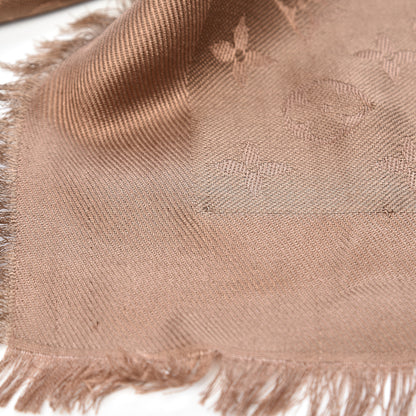 Louis Vuitton Silk Wool Monogram Shawl Cappuccino 5 of 7
