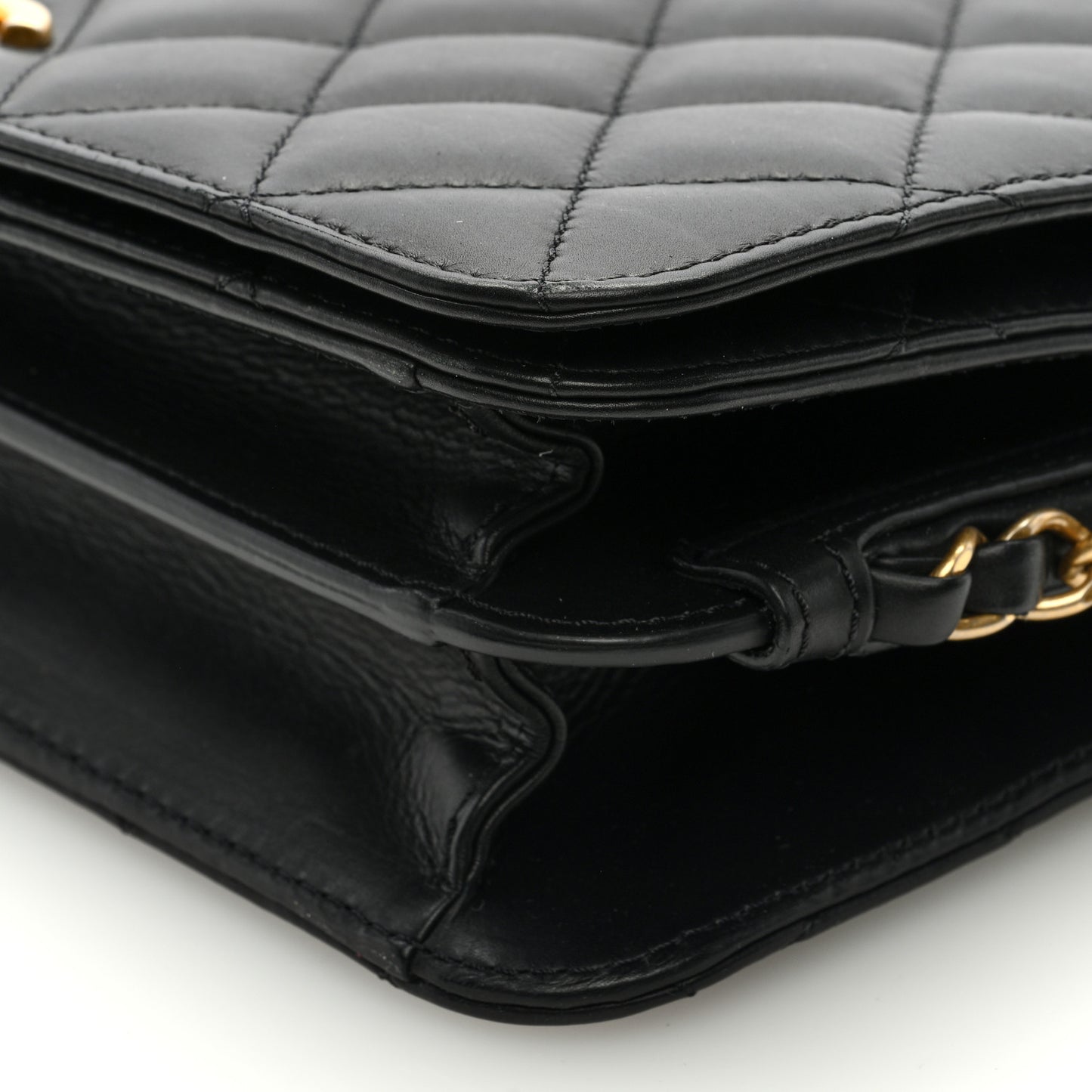 Lambskin Quilted Chain Medium Single Flap Black