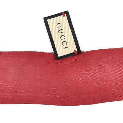 Gucci Silk Twill GG Monogram Special Flory Neck Bow Scarf Beige Red 4 of 6
