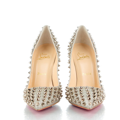 Christian Louboutin Glitter Mini Specchio Follies Spikes 120 Pumps 38 Ivory Colombe 2 of 8