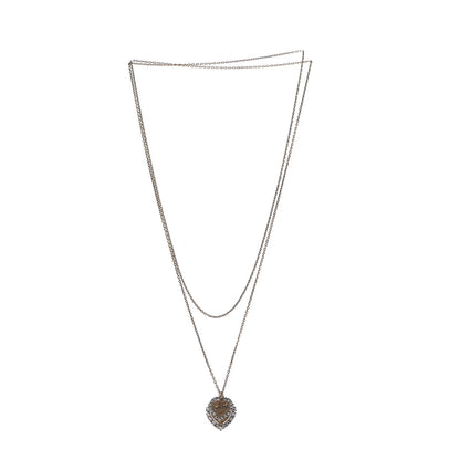 Christian Dior Metal Double Heart J'adior Necklace Aged Gold 3 of 8