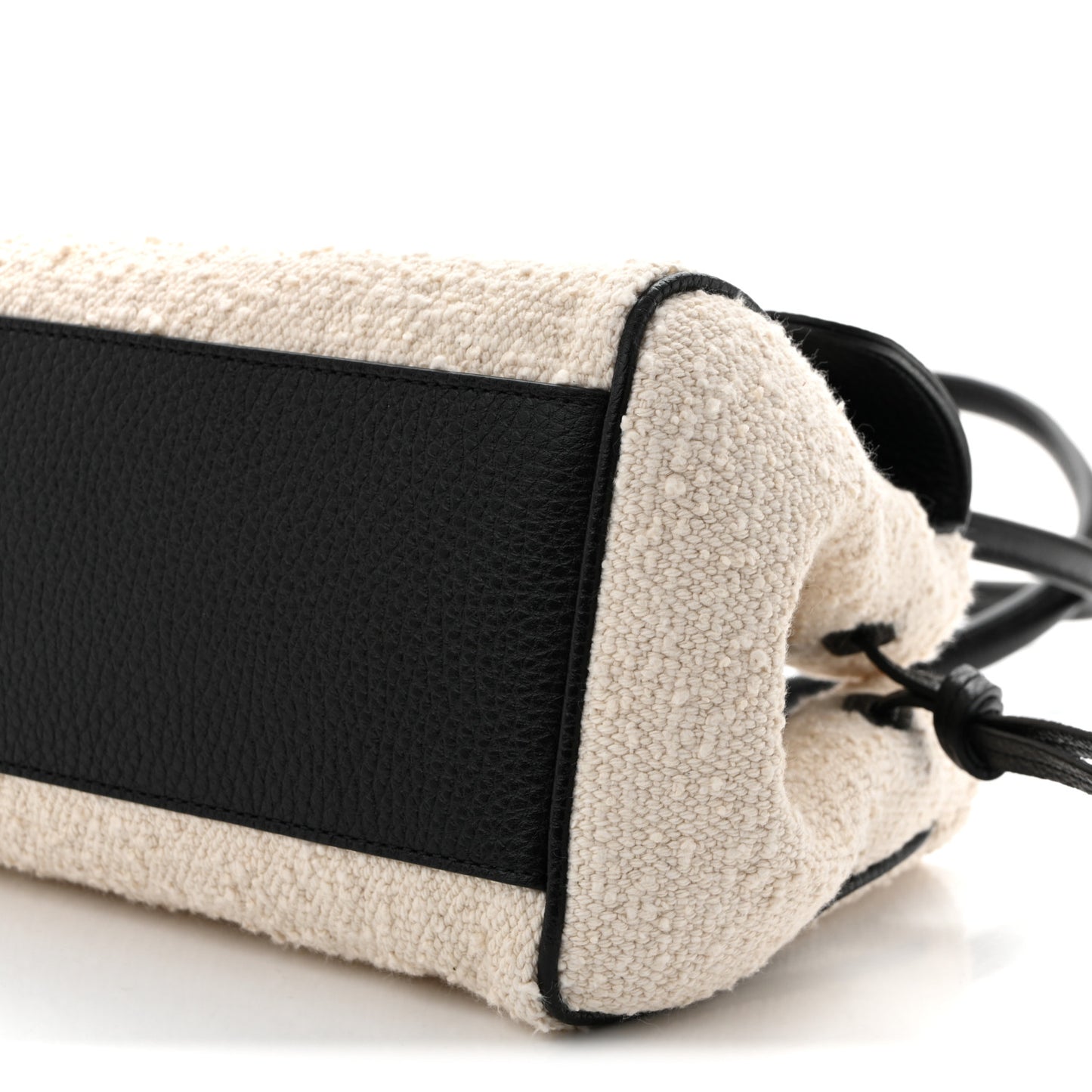 Grained Calfskin Boucle Urban Essentials Small Shopping Bag Ecru Black