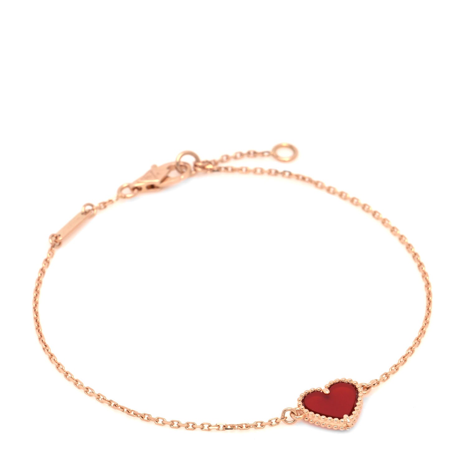 Van Cleef & Arpels 18K Rose Gold Carnelian Sweet Alhambra Heart Bracelet 1 of 6