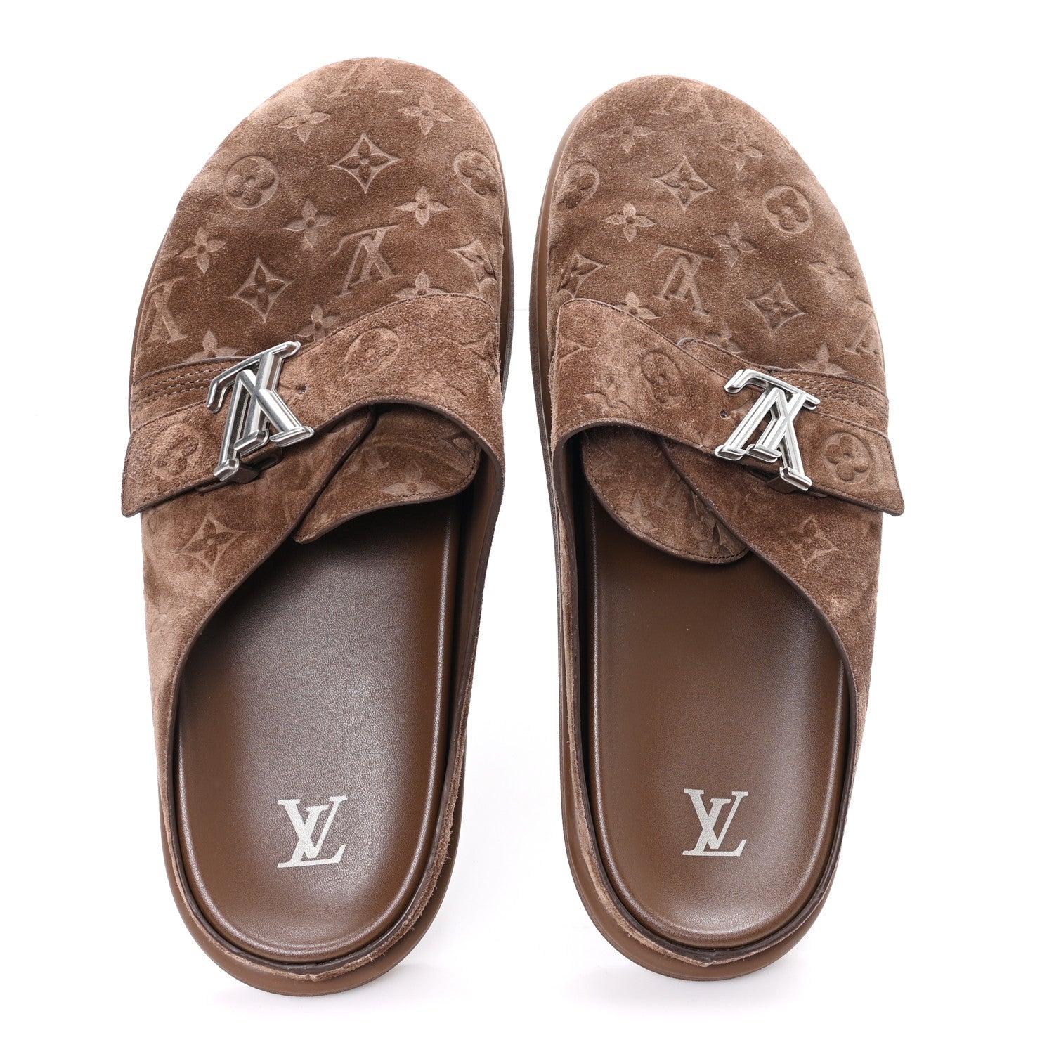 Louis Vuitton Monogram Embossed Suede LV Easy Mule 12 Marron 2 of 9