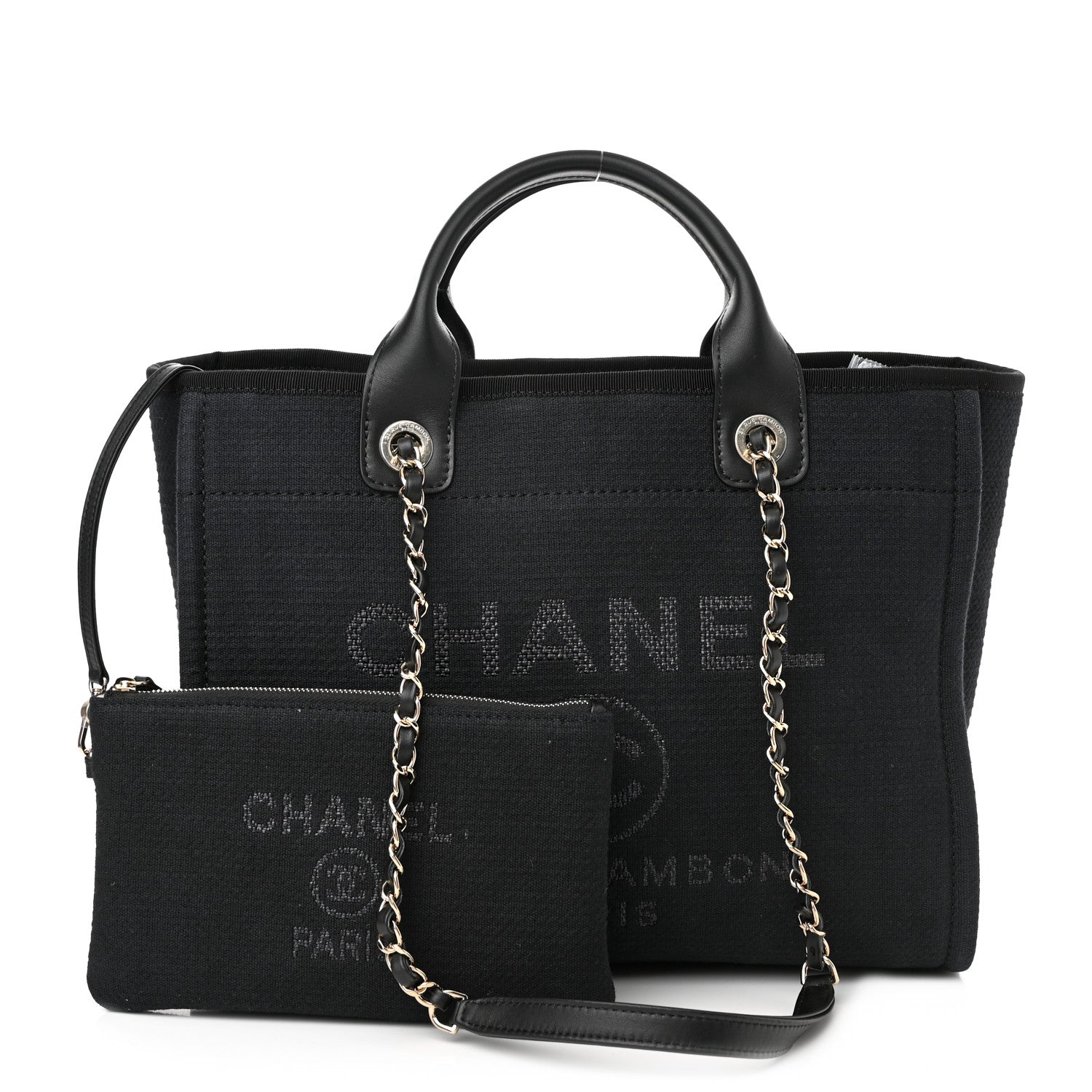 Chanel Mixed Fibers Small Deauville Tote Black 1 of 12
