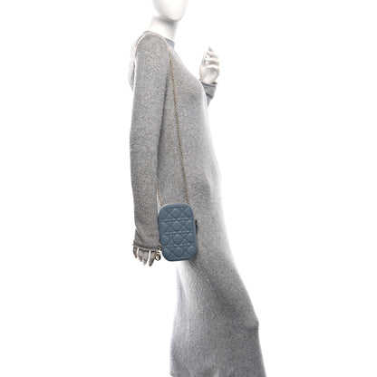 Christian Dior Lambskin Cannage Lady Dior Phone Holder Cloud Blue 2 of 10