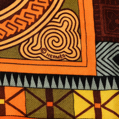 Hermes Cashmere Silk Cent Plis Des Miao Shawl 140 4 of 5