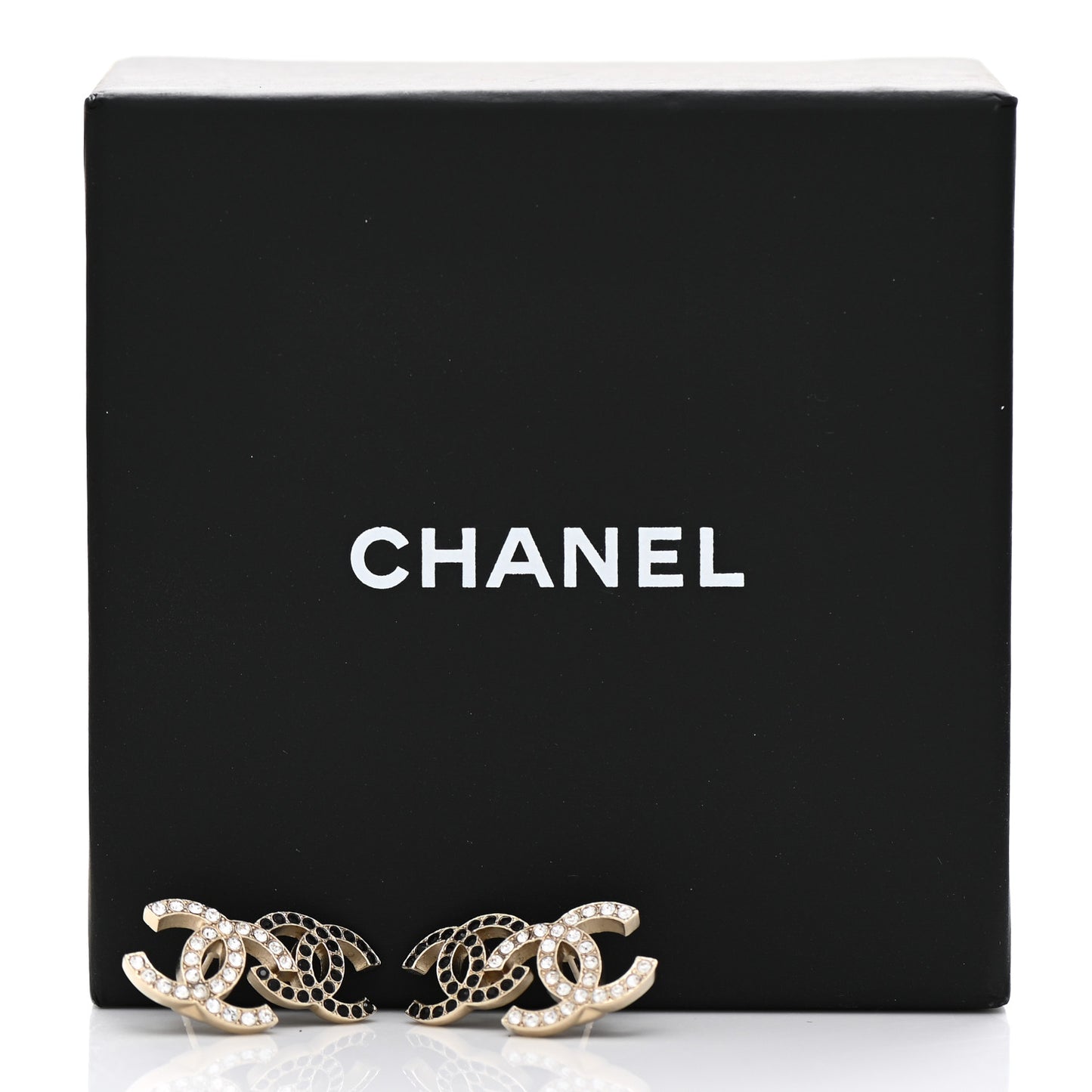 Crystal Double CC Earrings Gold Black