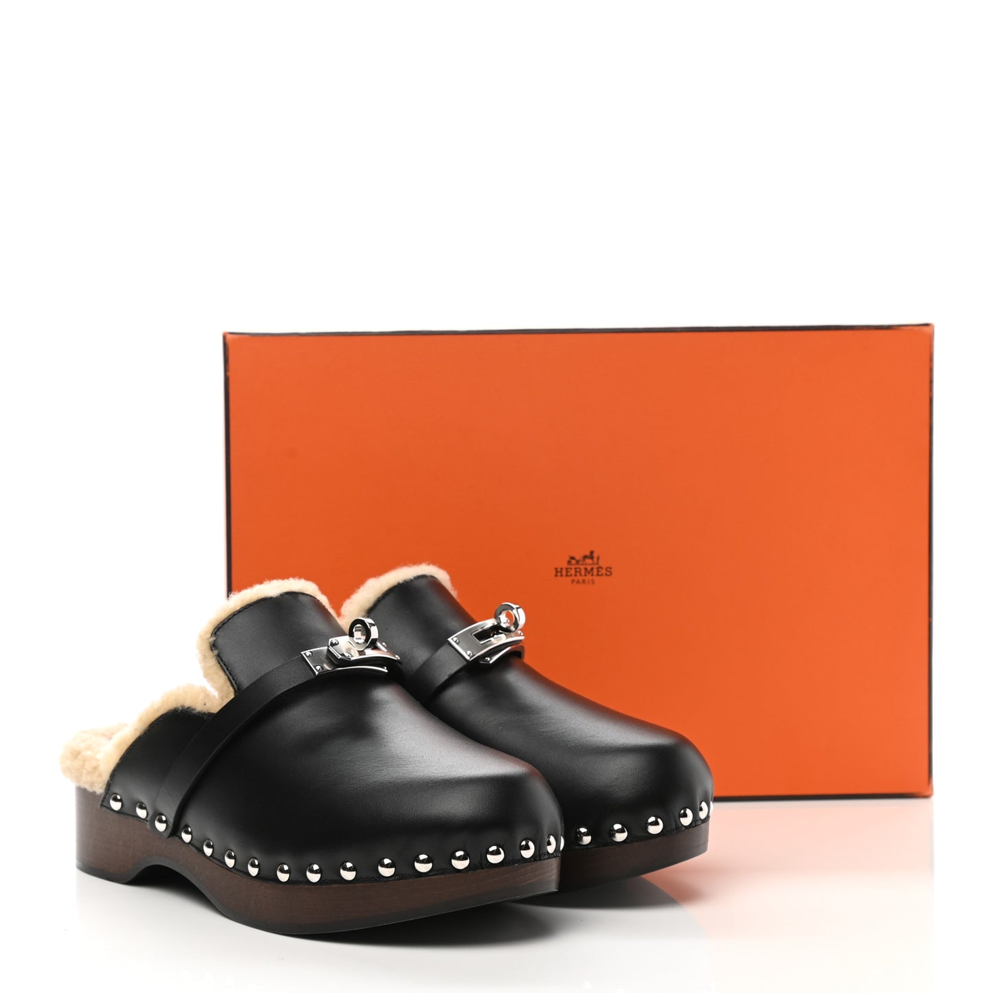 Calfskin Wool Carlotta Mules 35 Black