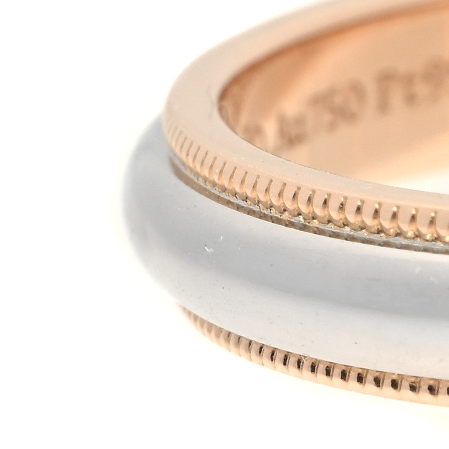 Tiffany Platinum 18K Rose Gold 4mm Together Milgrain Wedding Band Ring 60 9 5 of 6