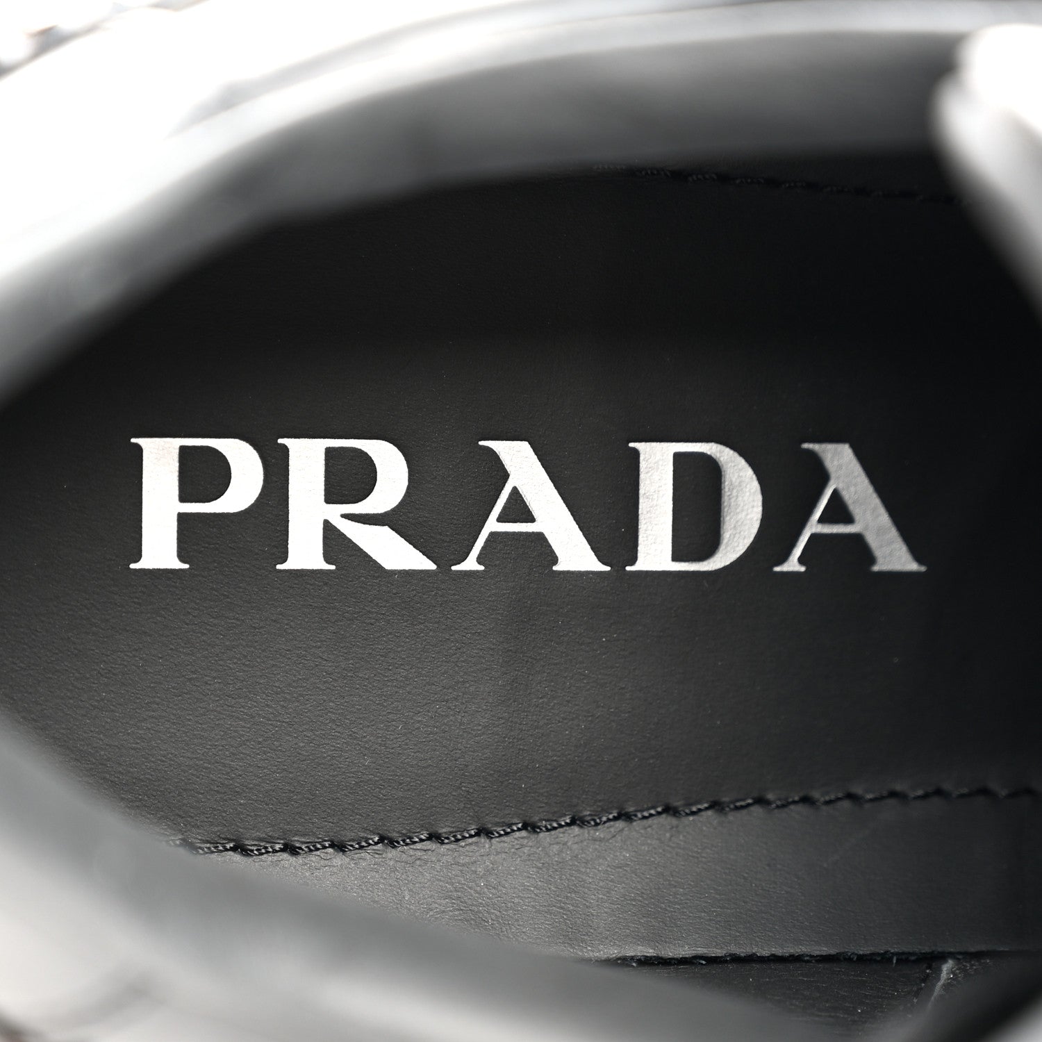 Prada Vitello Rois Crystal Embellished Metal Triangle Logo Mens Downtown Low Top Sneakers 8.5 Black 7 of 12