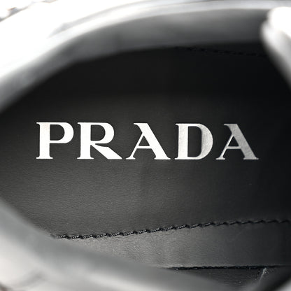 Prada Vitello Rois Crystal Embellished Metal Triangle Logo Mens Downtown Low Top Sneakers 8.5 Black 7 of 12