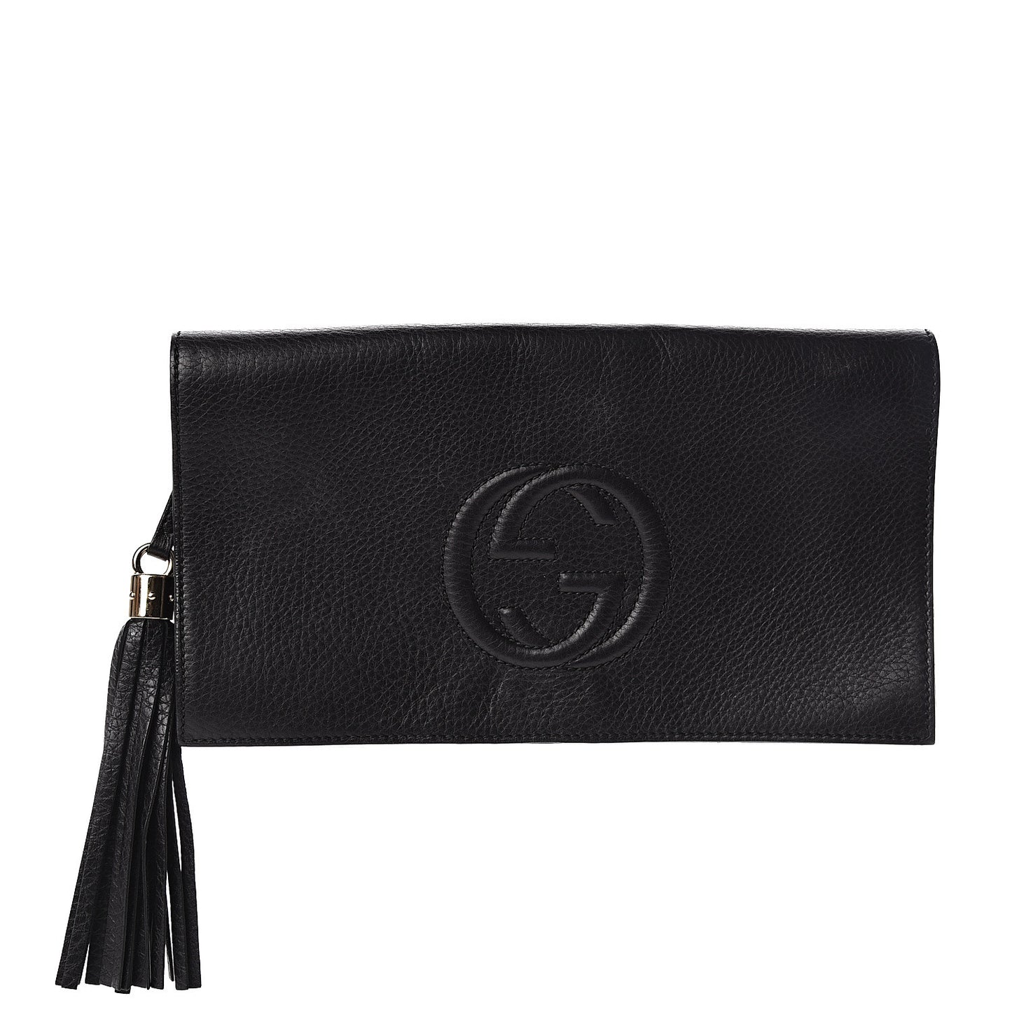 Pebbled Calfskin Medium Soho Clutch Black