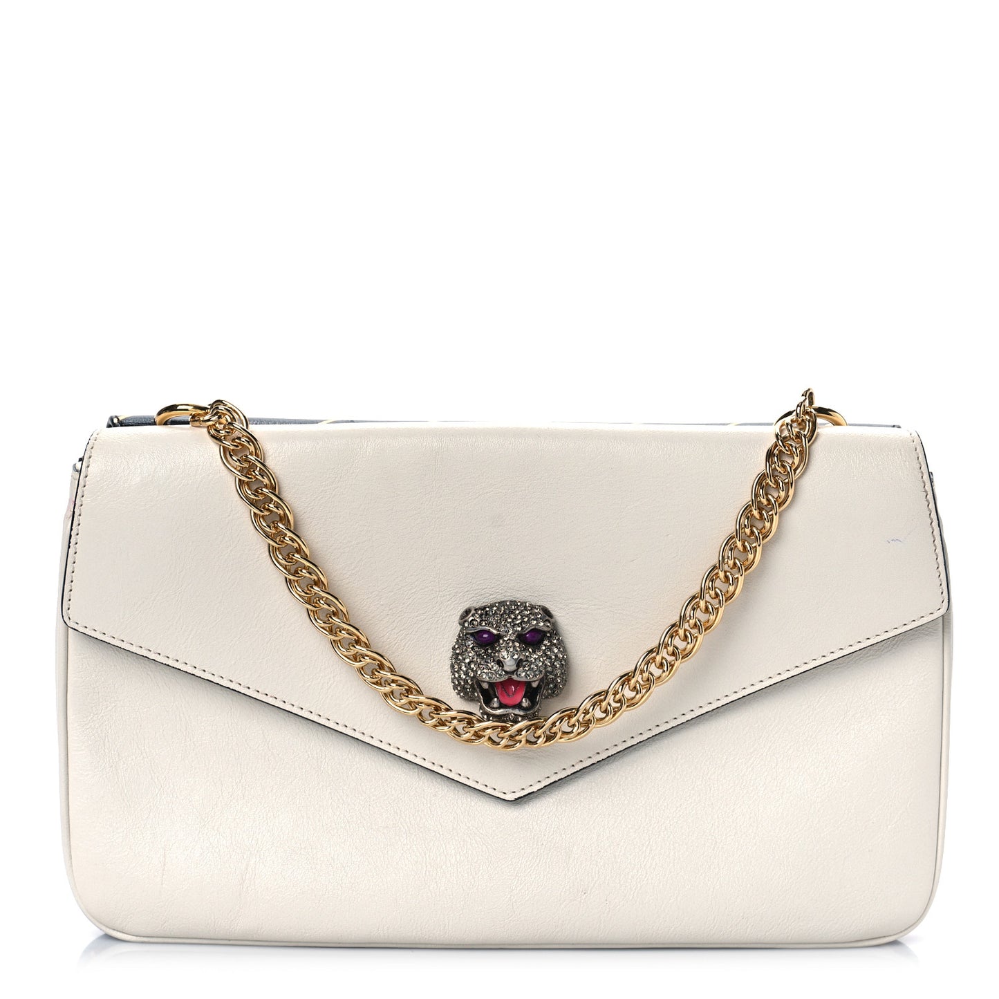 Calfskin Diagonal GG Medium Thiara Double Envelope Shoulder Bag Black White
