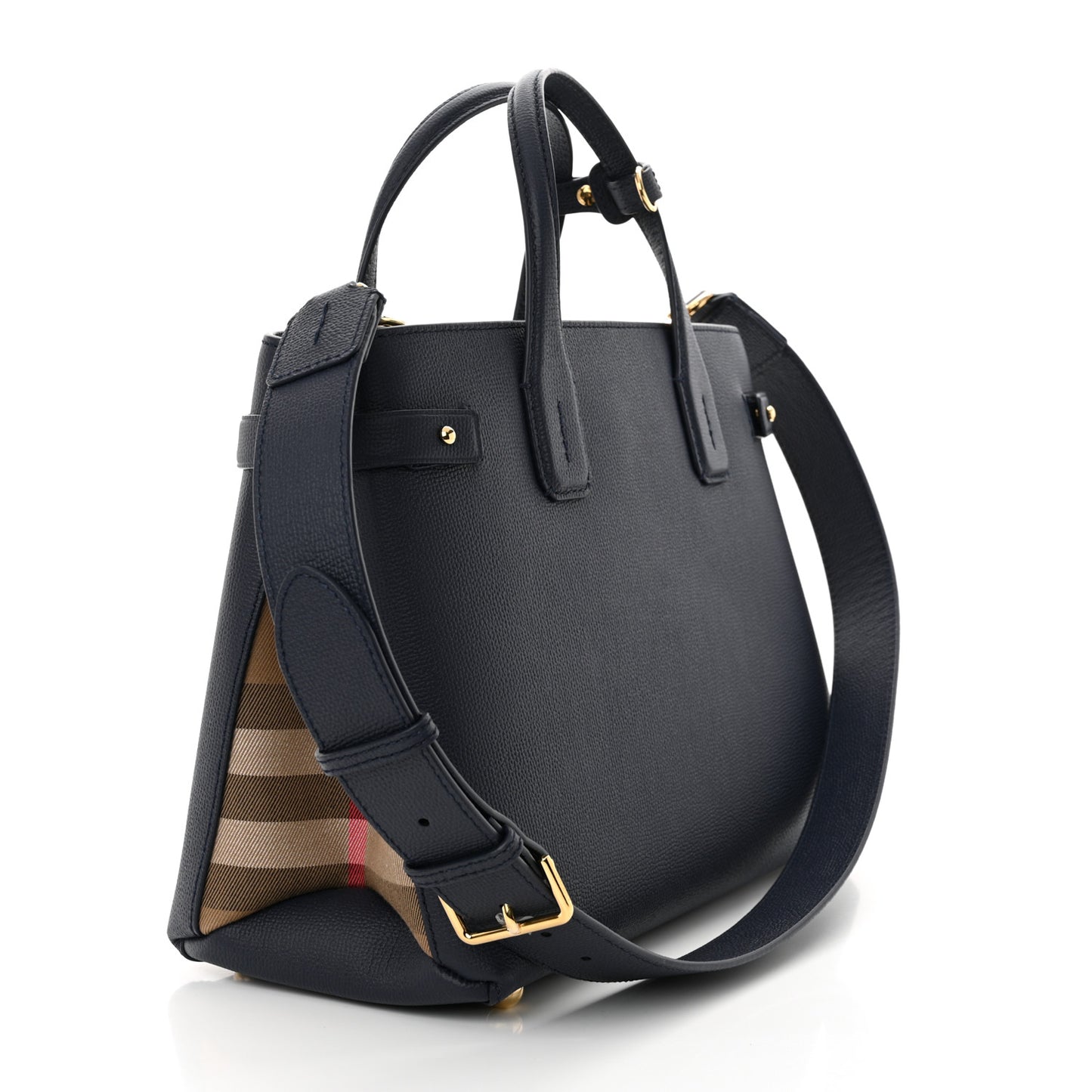 Derby Calfskin Vintage Check Medium Banner Tote Regency Blue