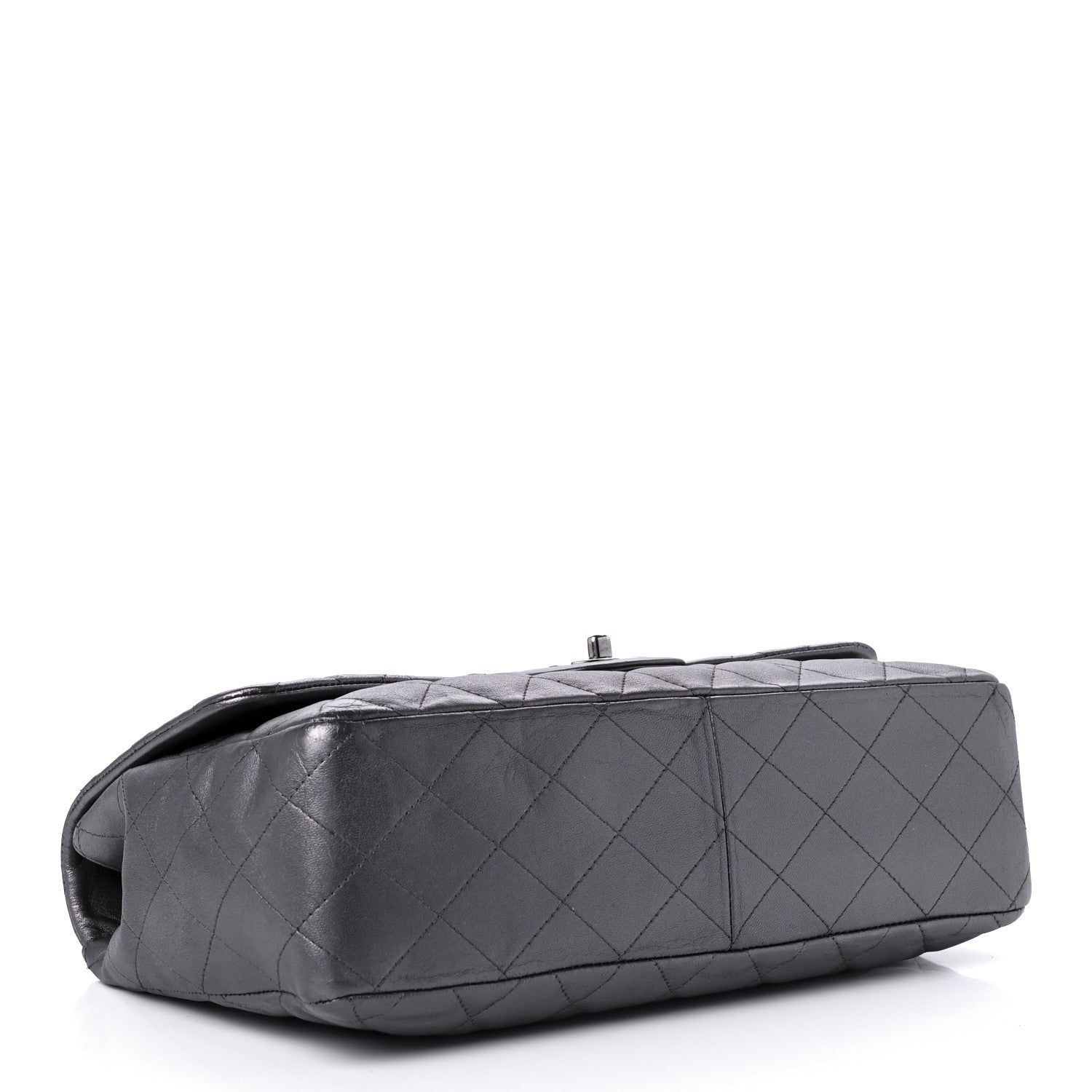 Chanel Metallic Lambskin Quilted Jumbo Single Flap Dark Grey 4 of 10