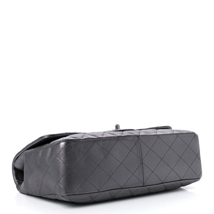 Chanel Metallic Lambskin Quilted Jumbo Single Flap Dark Grey 4 of 10
