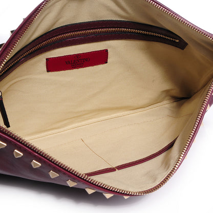 Valentino Garavani Vitello Large Rockstud Zip Wristlet Pouch Rubin 6 of 8