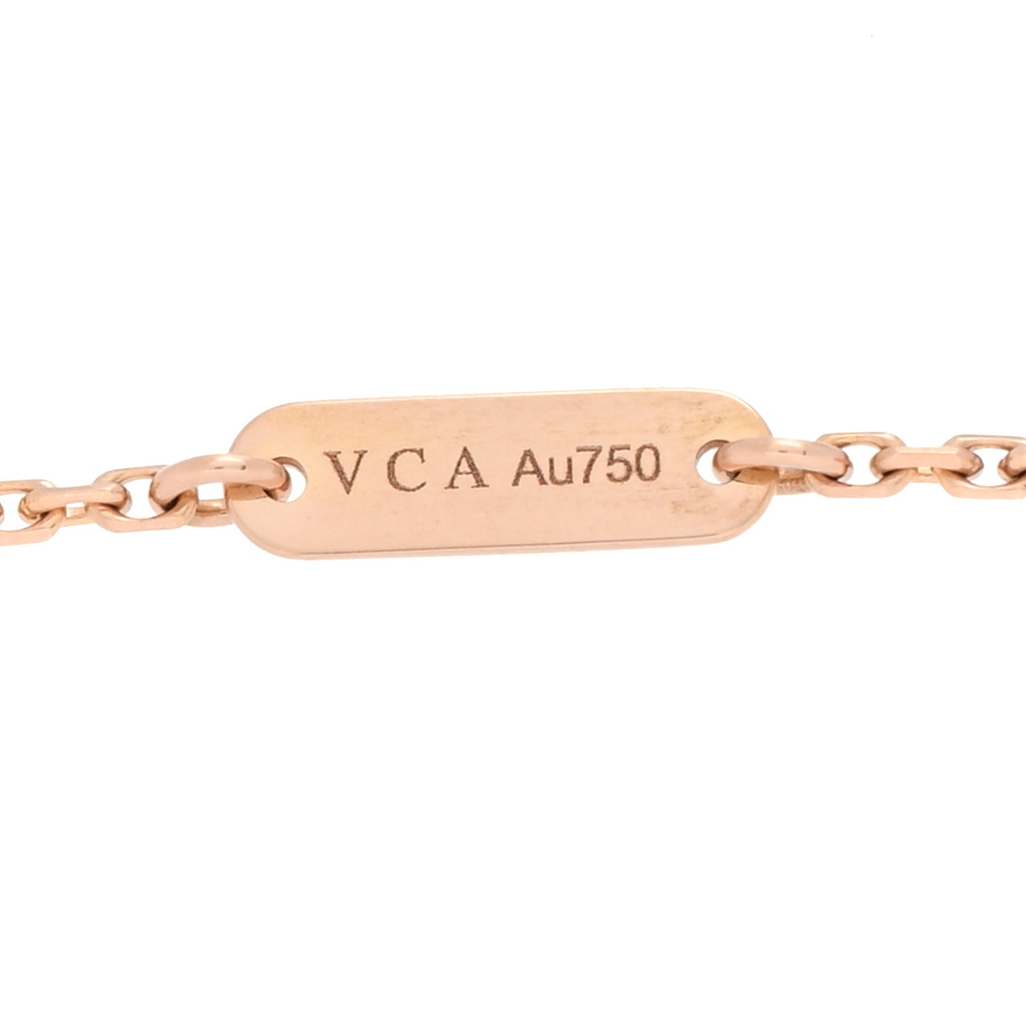 18K Rose Gold Diamond Pink Porcelain Vintage Alhambra Pendant Necklace