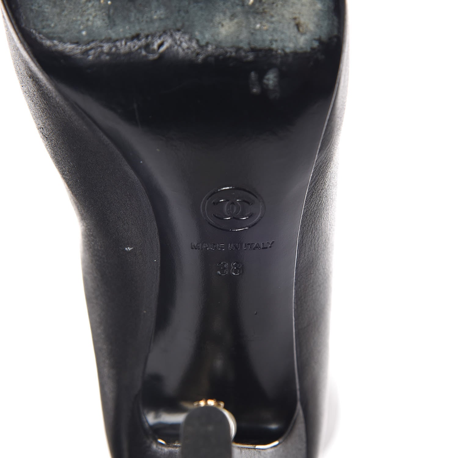 Chanel Calfskin Pearl Knee High Boots 38 Black 6 of 8