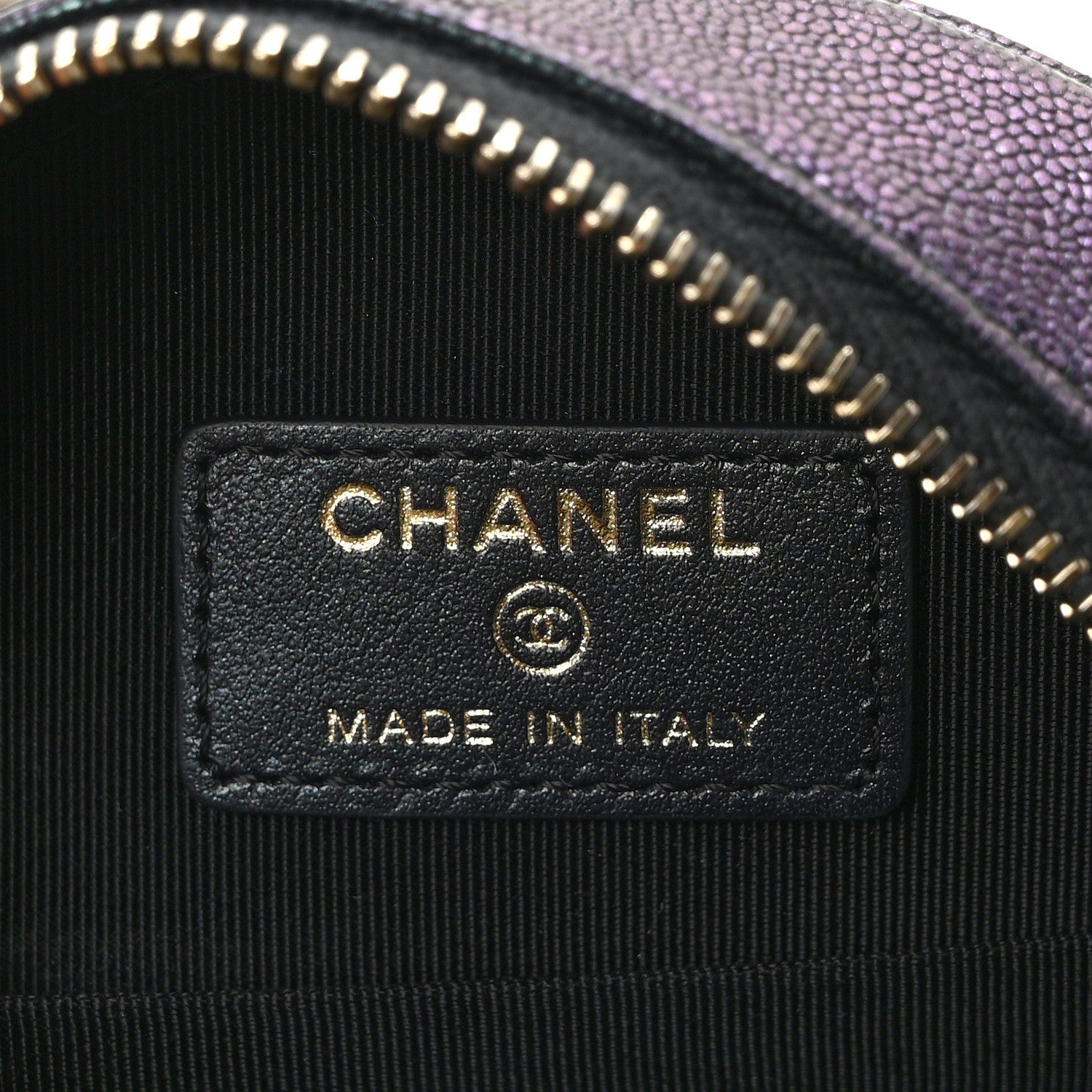 Chanel Iridescent Caviar Quilted Round Clutch With Chain Black 5 of 14