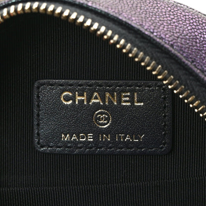 Chanel Iridescent Caviar Quilted Round Clutch With Chain Black 5 of 14