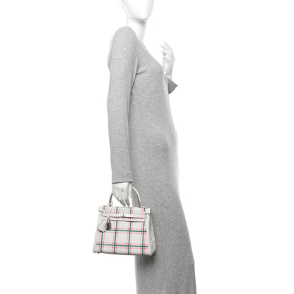 Hermes Swift Tartan Kelly Retourne 25 Gris Pale Rose Bubblegum Vert Moyen 2 of 11