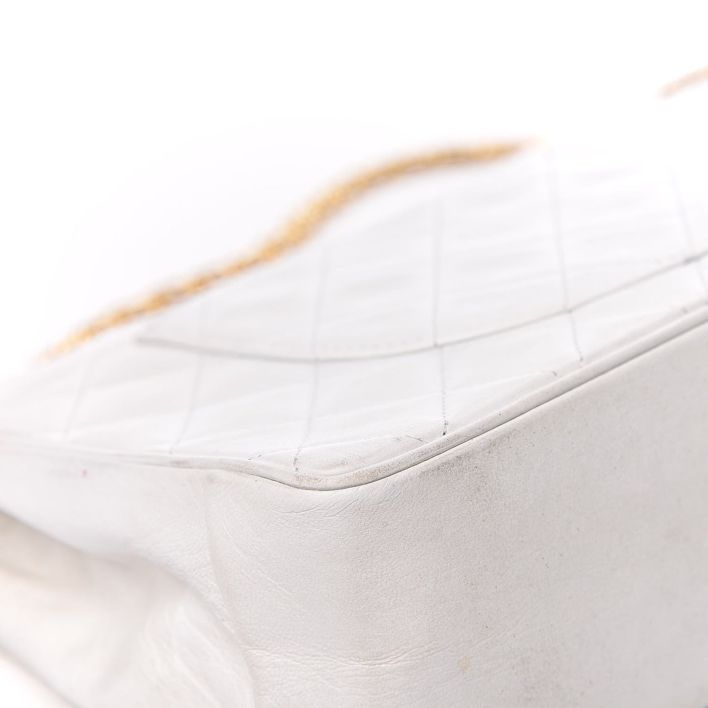 Lambskin Quilted Medium Double Flap White