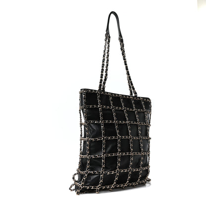 Chanel Lambskin Large Shopping Chain Tote Black 3 of 10