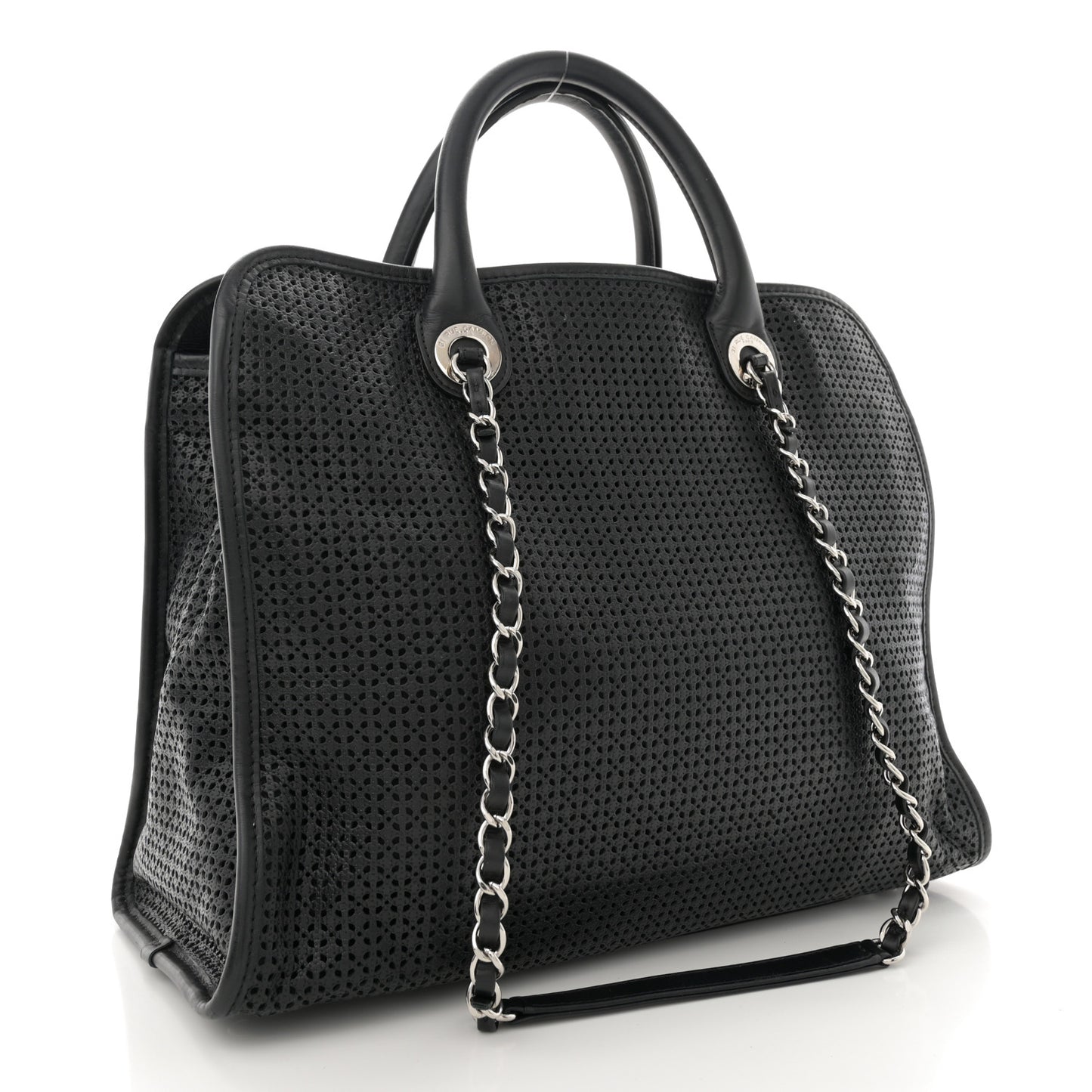 Calfskin Perforated Up In The Air Tote Black