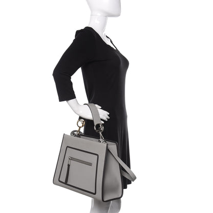 Fendi Vitello Century Opaco F is Fendi Bi-Color Regular Runaway Satchel Ghiaccio Ebano 3 of 11