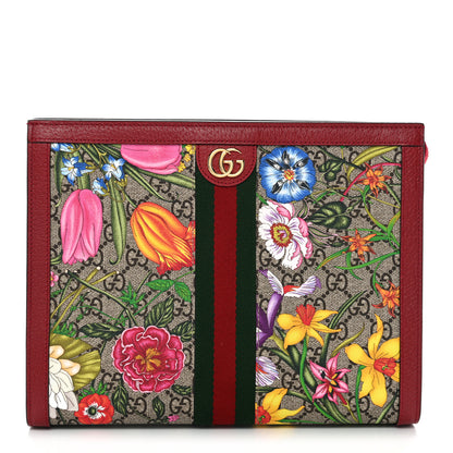 Gucci GG Supreme Monogram Flora Web Ophidia Pouch Red 1 of 10