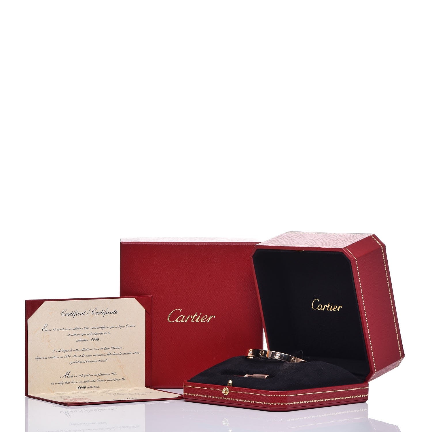 Cartier 18K Pink Gold 4 Diamond LOVE Bracelet 17 6 of 6
