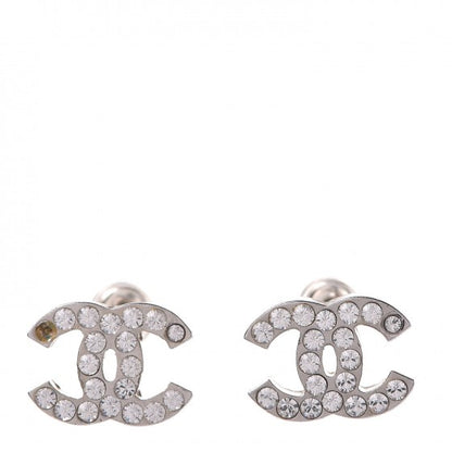 Chanel Crystal CC Earrings Silver 1 of 5