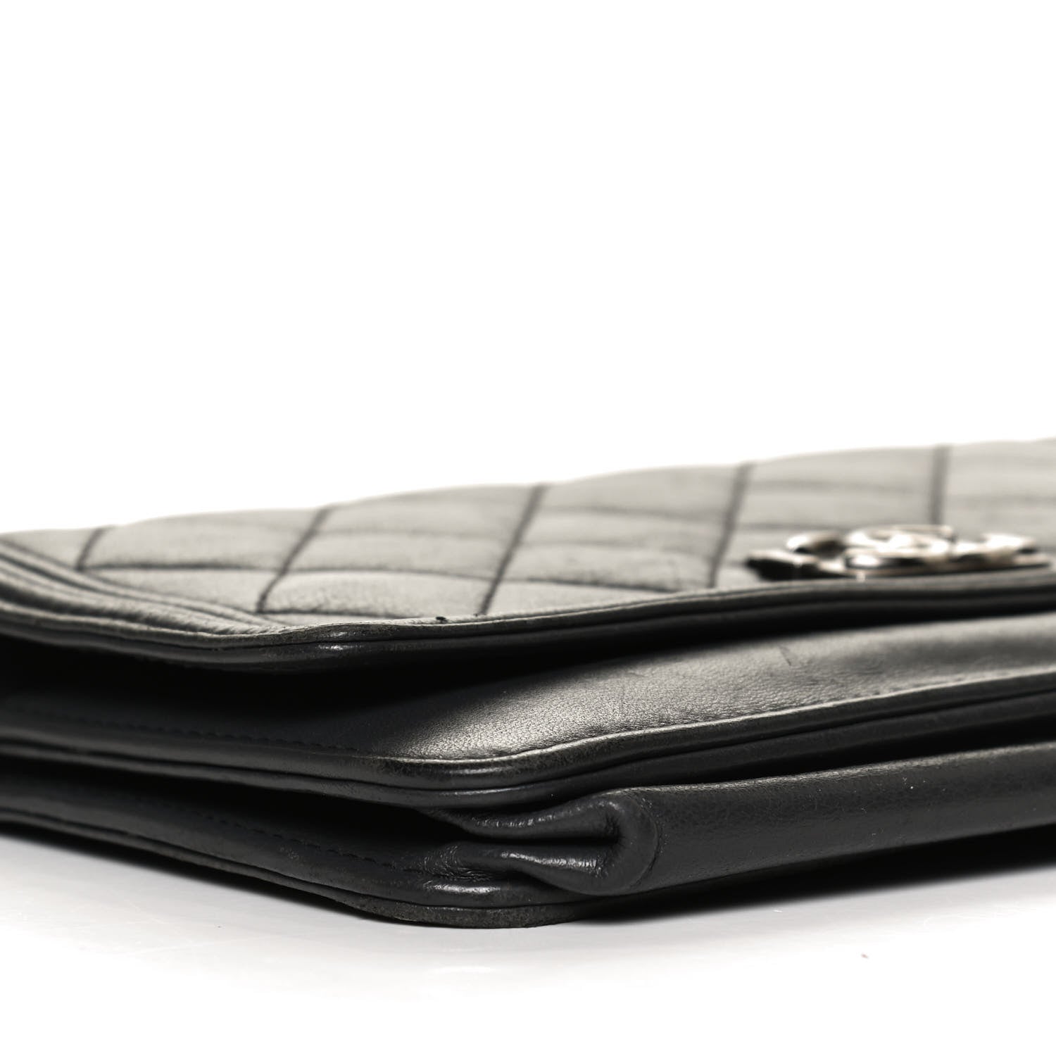 Chanel Calfskin Quilted Boy Wallet On Chain WOC Grey 8 of 11