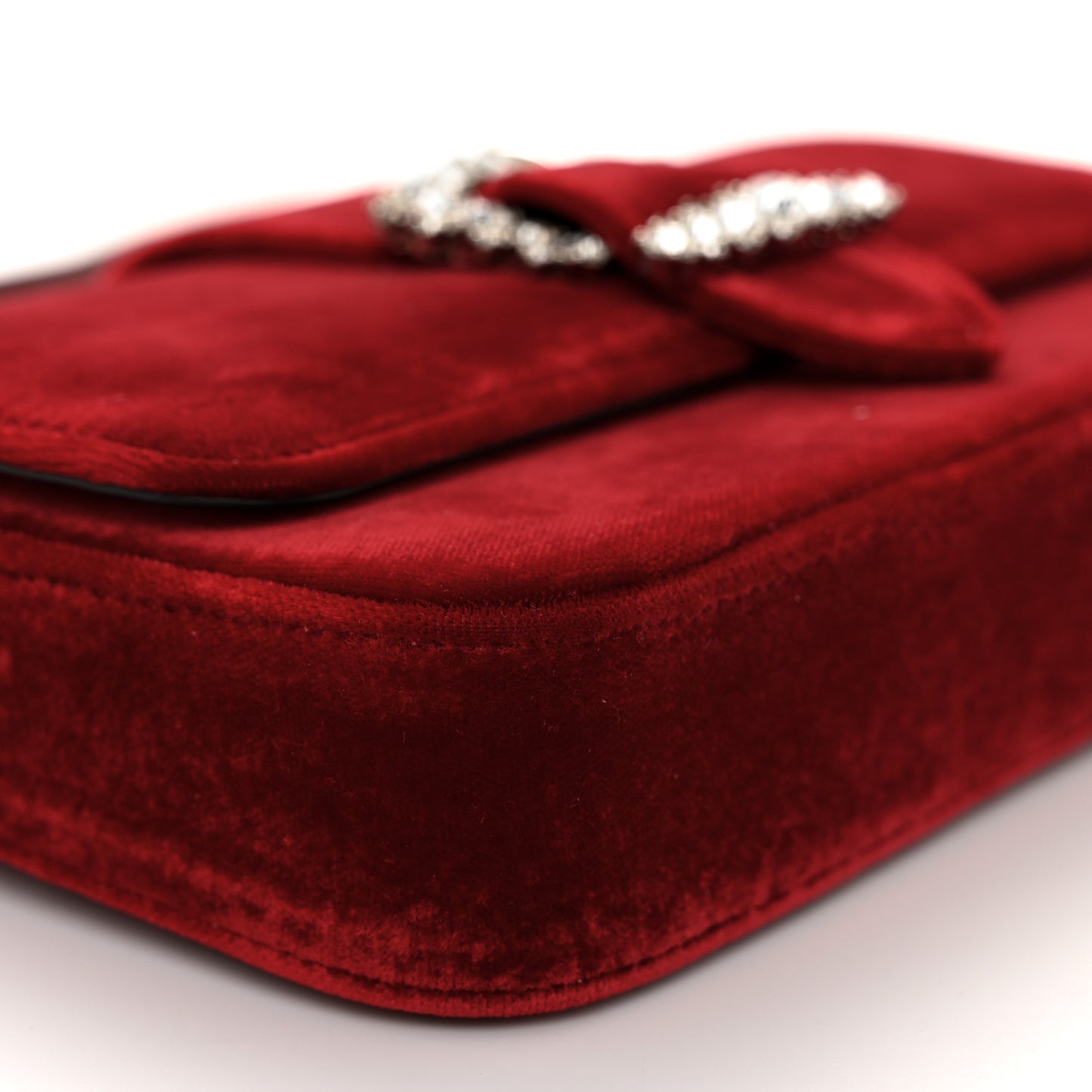 Velvet Crystal Cheri Wallet on Chain Royal Red