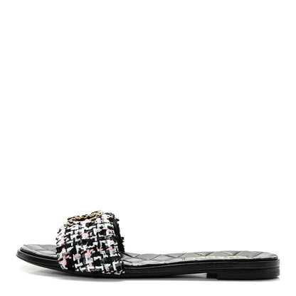 Chanel Tweed CC Chain Mule Sandal 38.5 Multicolor 1 of 11