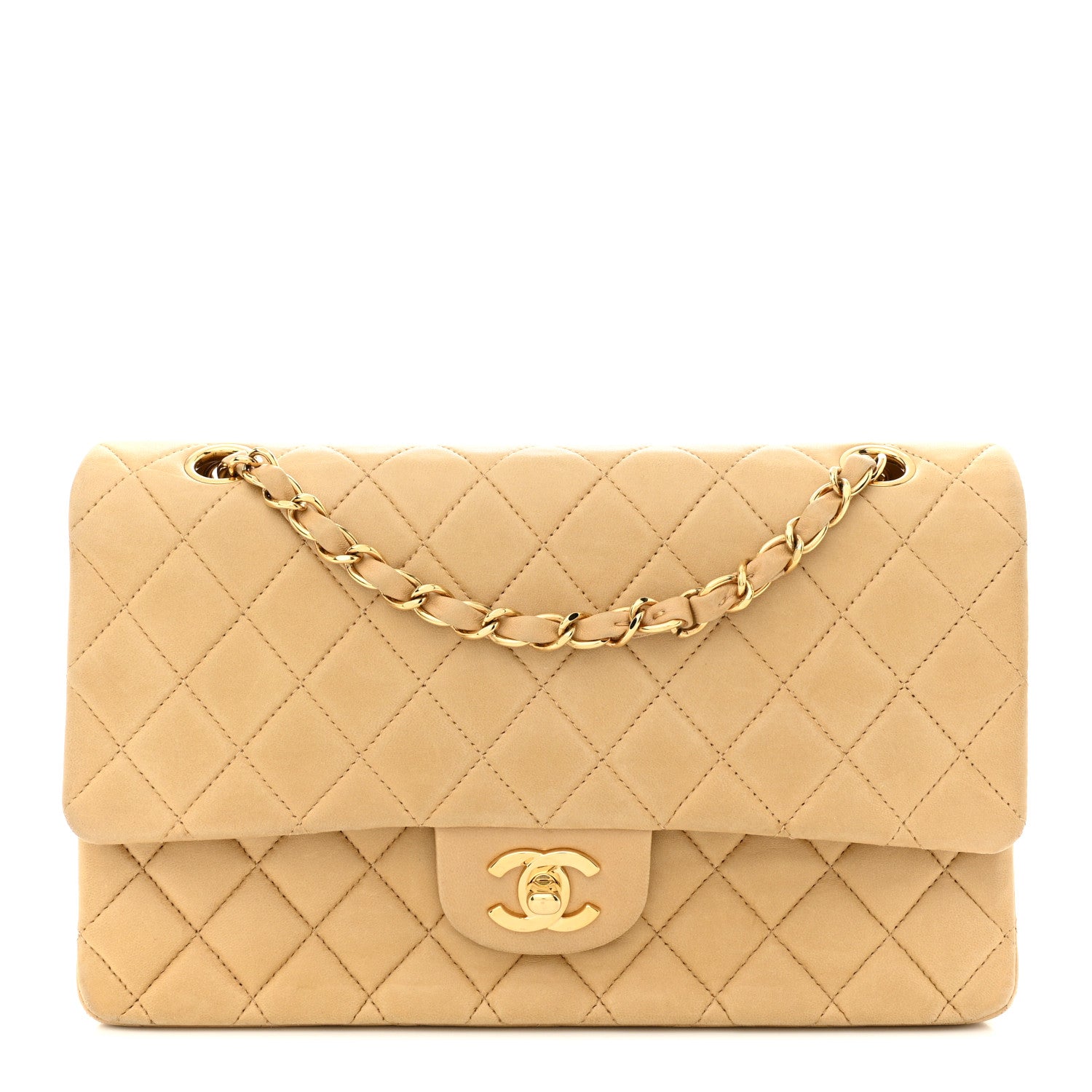 Chanel Lambskin Quilted Medium Double Flap Beige 1 of 14