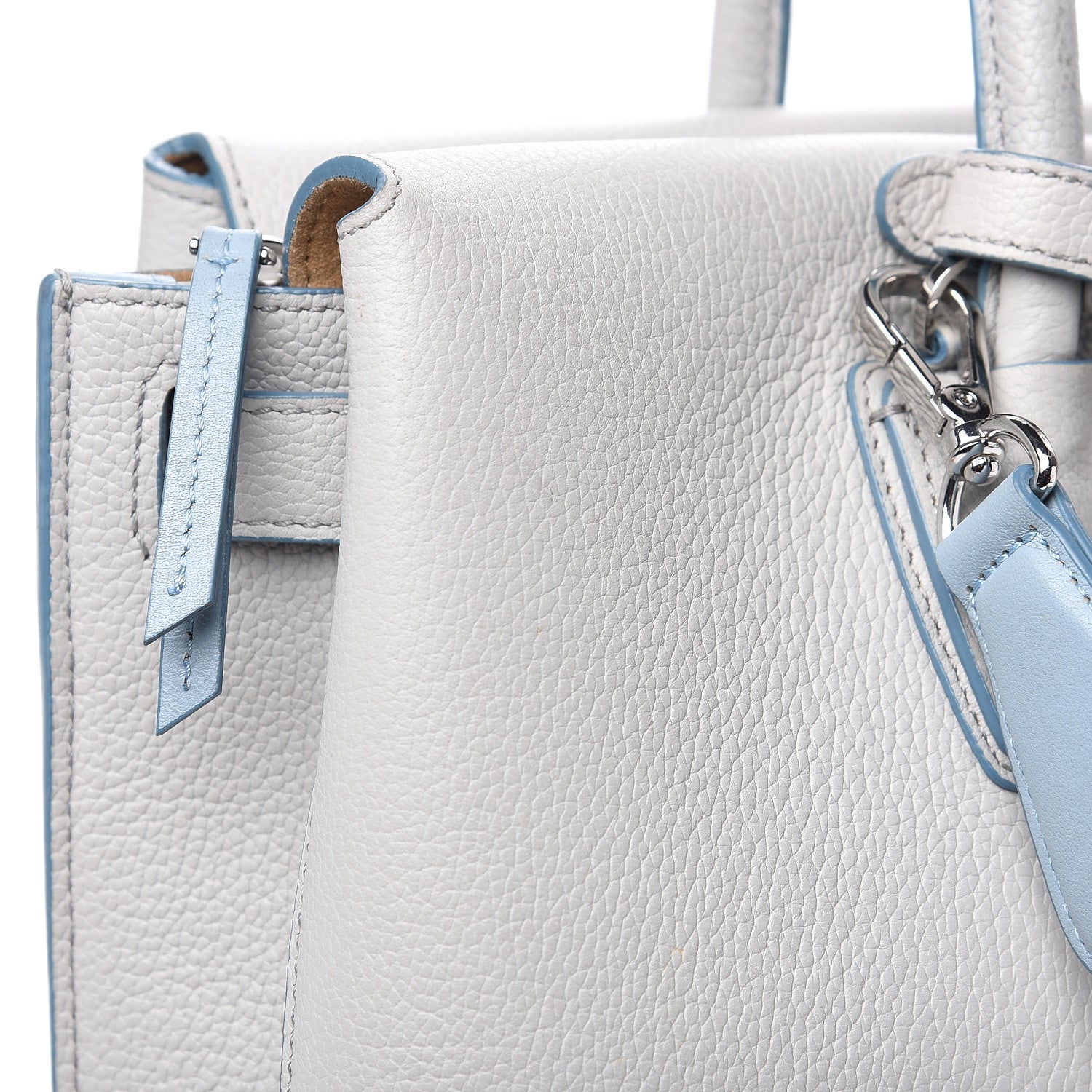 MCM Grained Calfskin Large Milla Tote Whisper Grey 15 of 17