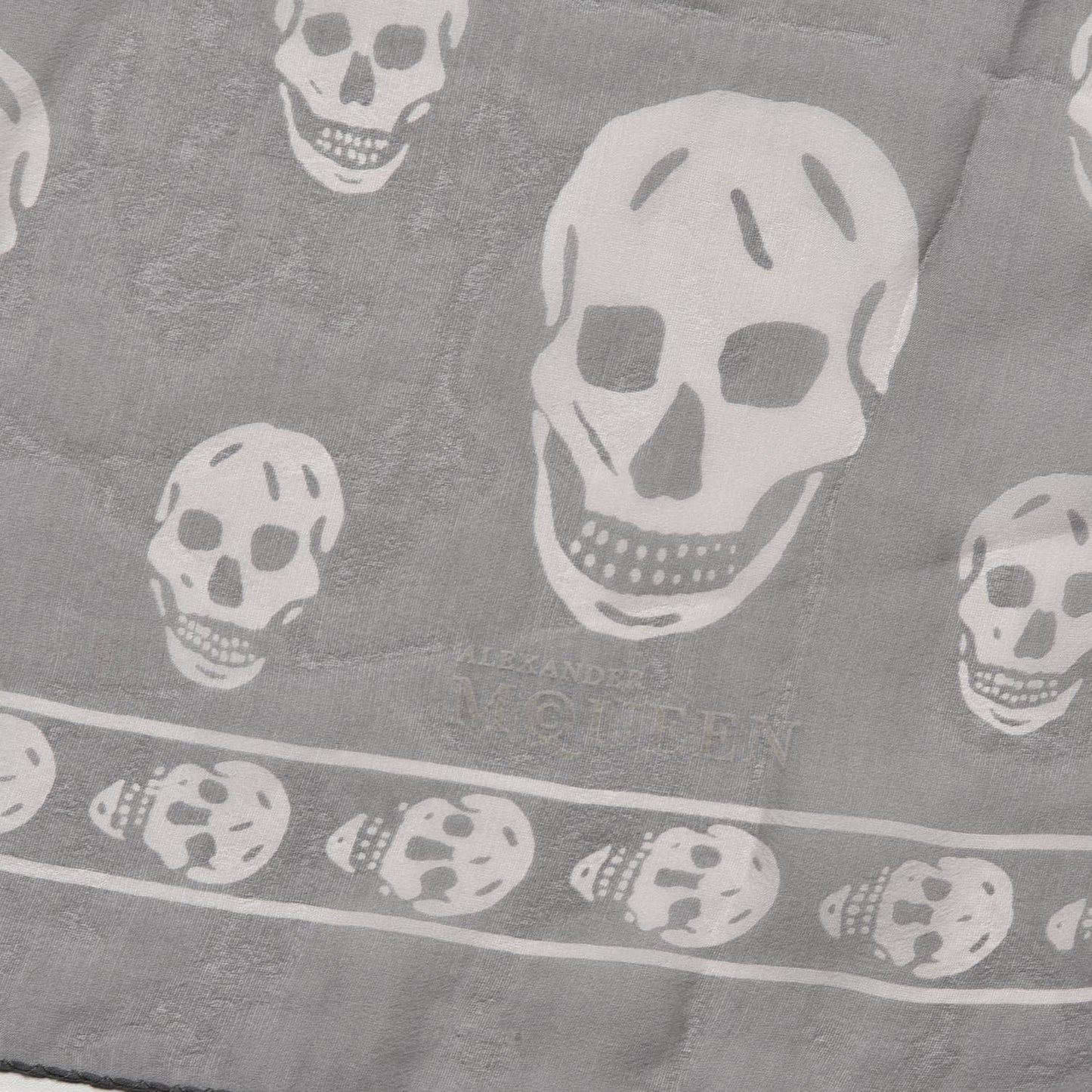 Silk Chiffon Skull Scarf Dark Grey