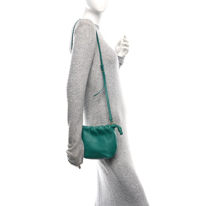 Loewe Mellow Nappa Lambskin Jade Mini Flamenco Knot Clutch Emerald Green 2 of 10