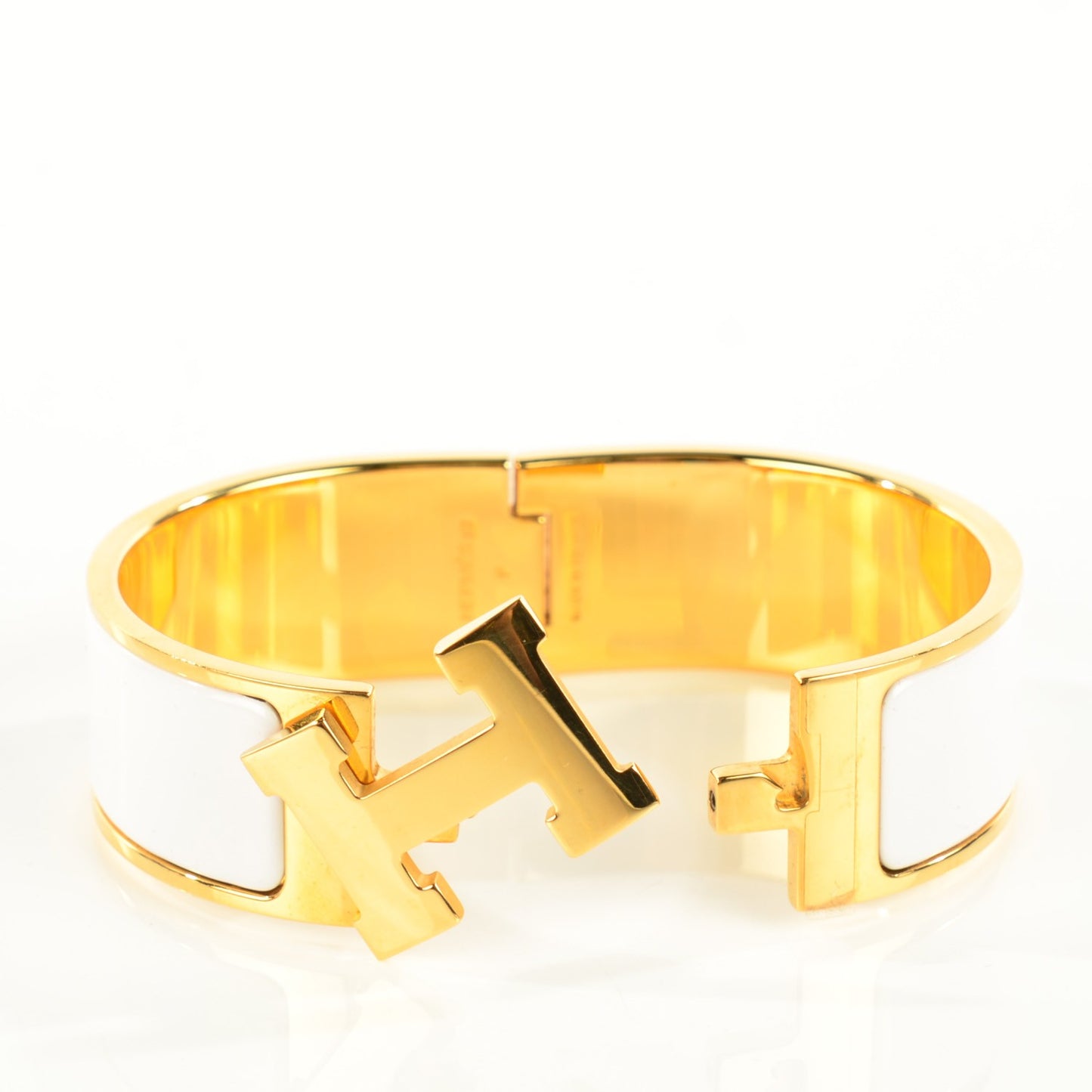 Enamel Wide Clic Clac H Bracelet GM White