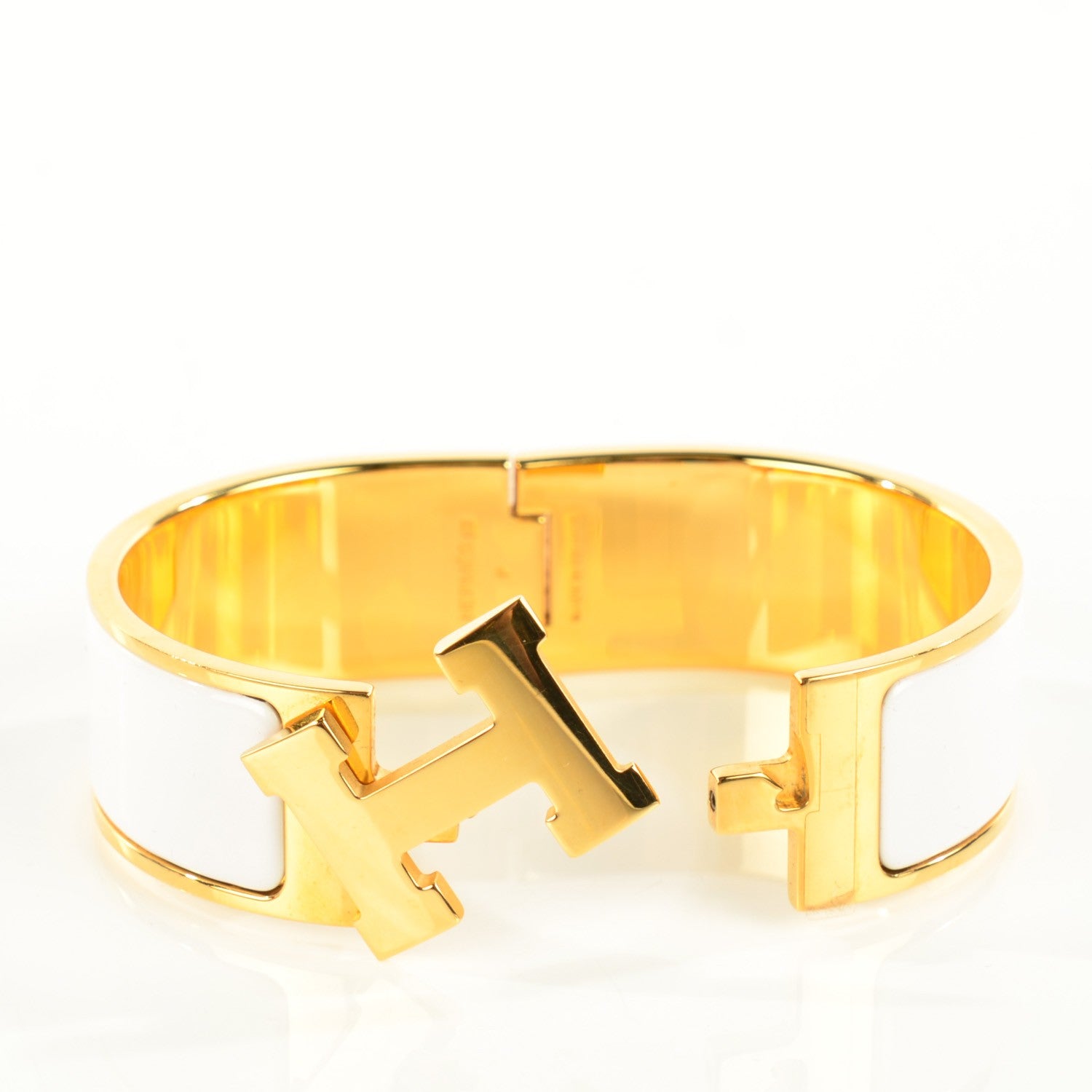 Hermes Enamel Wide Clic Clac H Bracelet GM White 4 of 7