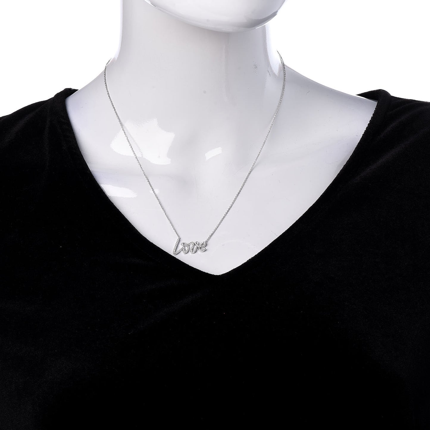 18K White Gold Diamond Paloma's Graffiti Love Pendant Necklace