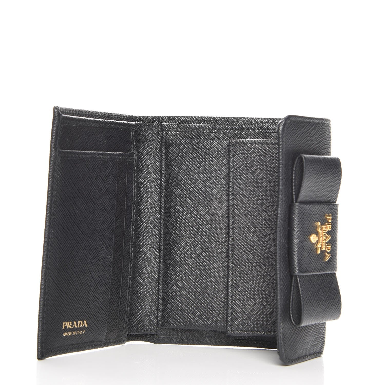 Prada Saffiano Small Fiocco Bow Wallet Nero Black 5 of 8