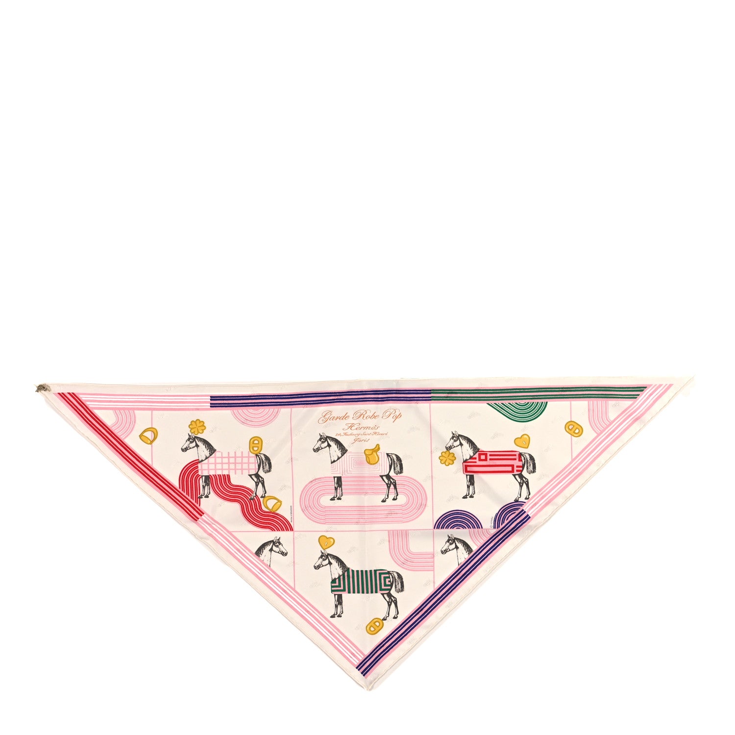 Hermes Silk Garde Robe Pop Charm Triangle Scarf 70 Multicolor White 1 of 3