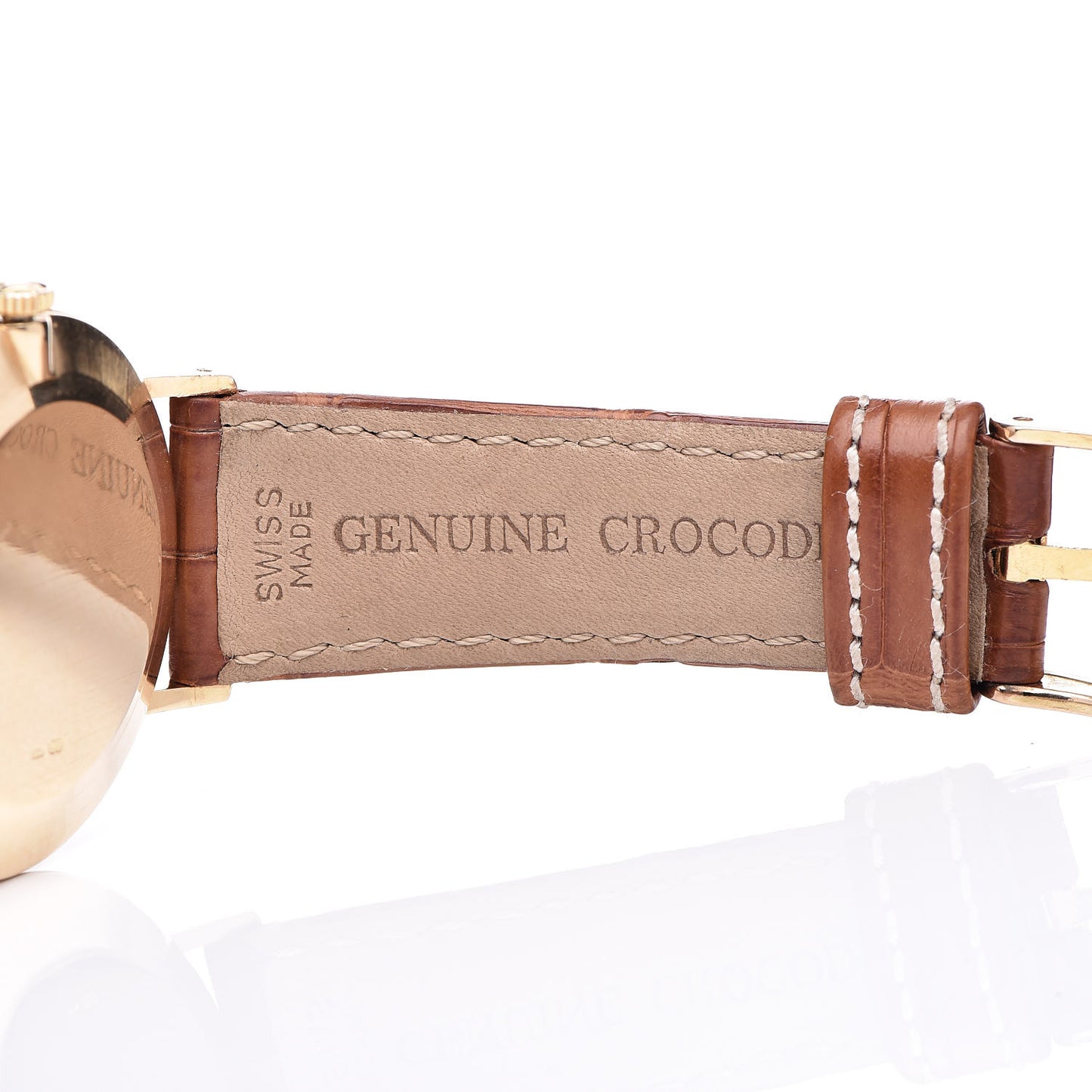 18K Yellow Gold Alligator 32mm Cellini Watch White 4112