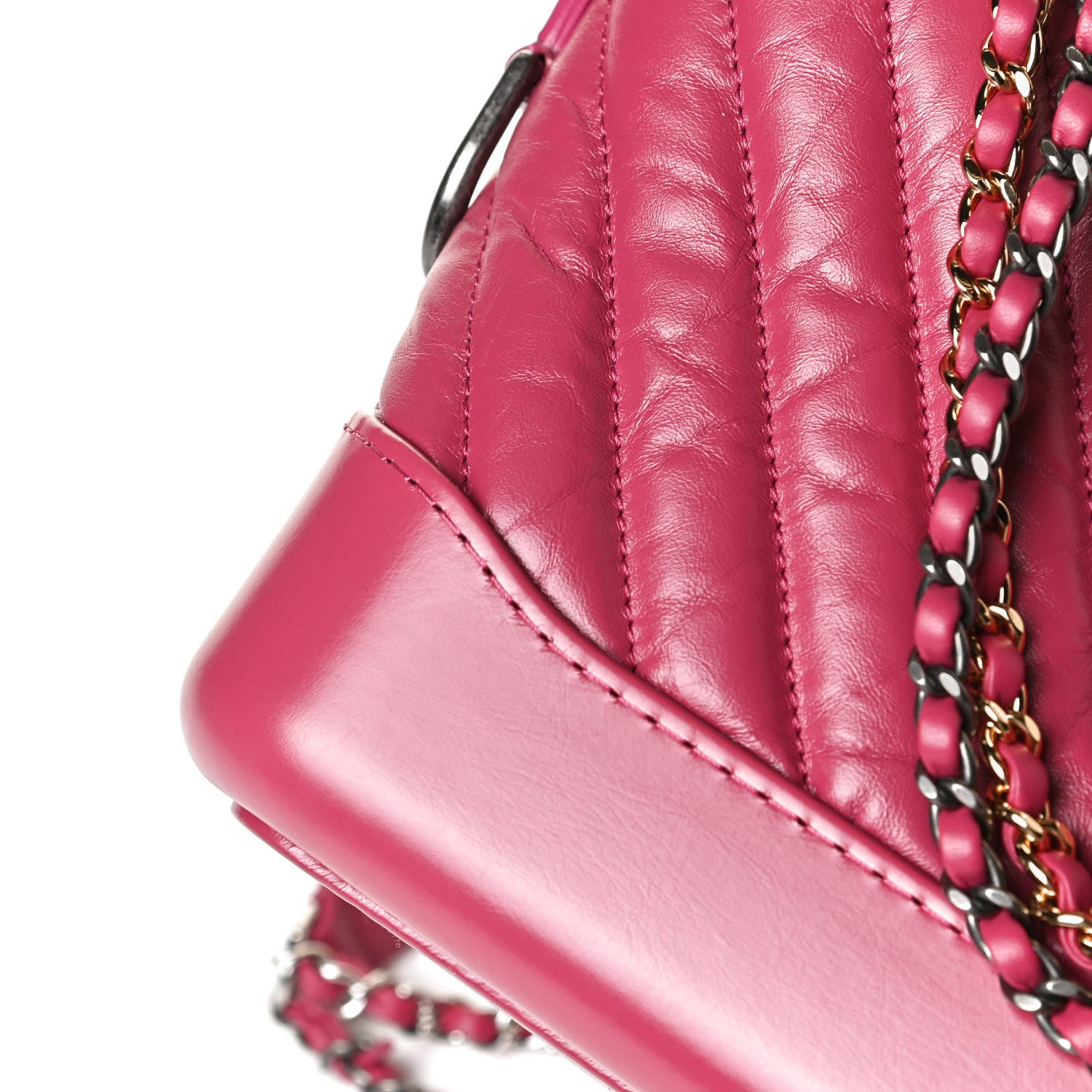 Chanel Aged Calfskin Chevron Quilted Small Gabrielle Hobo Dark Pink 10 of 13
