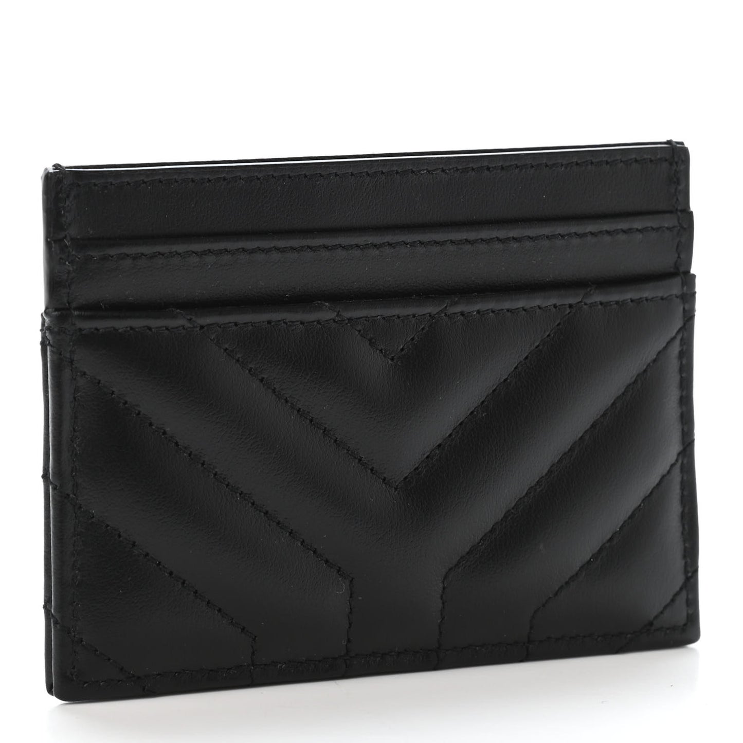 Calfskin Y Quilted Joan Credit Card Case Black